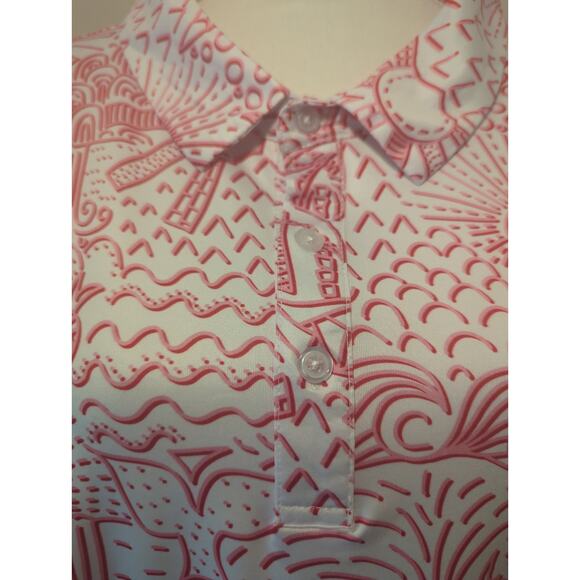 Yatta Golf tropical sporty red pink white polo 4xl shirt NWT - Picture 2 of 8